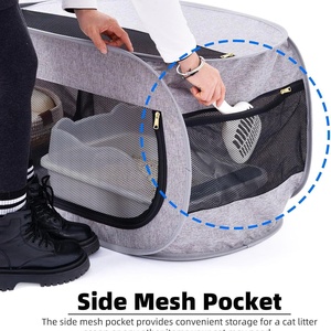Clôture pliable <span class=keywords><strong>pour</strong></span> animaux de compagnie d'intérieur, gain de place, compartiment intégré <span class=keywords><strong>pour</strong></span> litière, cage <span class=keywords><strong>pour</strong></span> chat, portable, facile à ranger, respirante, imperméable - Product Image 5