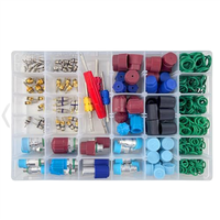 Kit d'assortiment de valves de climatisation automobile R134a avec joints toriques HNBR verts et noyaux de valve pour la réparation de la climatisation automobile