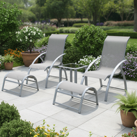 Ensemble de chaises longues en aluminium Joyeleisure, durables, pour l'extérieur, avec poufs et table basse, pour villa/park, 5 pièces, meubles pliables en métal