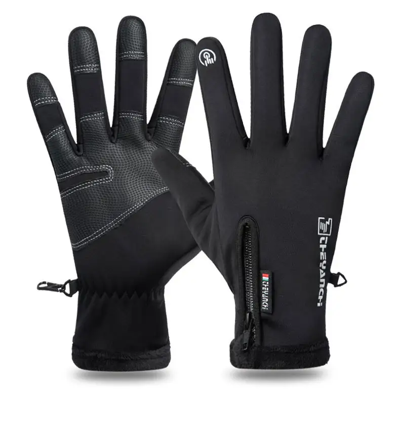 Men Skiing Winter touchscreen windproof and waterproof black Sport cycling Racing gloves