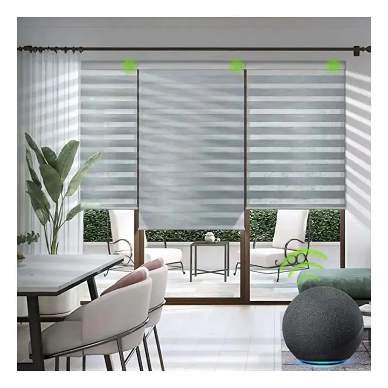 Wholesale high quality Remote Control automated smart motorized shades blackout zebra roller blinds home window