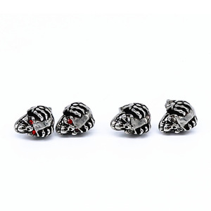 Pendientes de esqueleto yunnique, diseño de calavera con ojos rojos, de acero de titanio, estilo punk, joyería de moda - Product Image 2