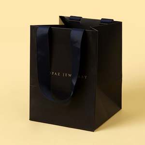 Professional Customized Coated Paper Jewelry Packaging Paper Bag with Ribbon Handle - Product Image 3