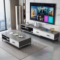 Dernier modèle de meuble TV carré rétractable avec tiroirs de rangement pour la maison Bon marché Prix bas Meuble TV de luxe blanc