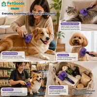 Brosse à poils pour animaux de compagnie auto-nettoyante manuelle pour chiens et chats, peigne de toilettage portable en ABS, deux tailles, cinq couleurs, faible MOQ pour la vente au détail