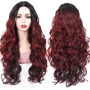 new style Wholesale Long Ombre Color Lace Front Wig Synthetic Hair Wigs For Women