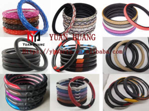 Housse de volant JQ258 universelle antidérapante en cuir noir et fourrure marron de 38cm - Product Image 5