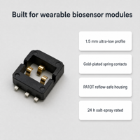 Connecteur de capteur de glucose CGM 3 broches Ieeton Medical, 1,5 mm, profil ultra-plat, transmetteur SMT, PCB PA10T, électrode plaquée or
