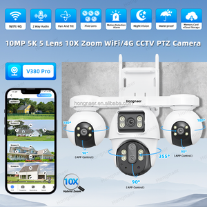 Cámara de Vigilancia CCTV PTZ Inalámbrica Hongnaer de 10MP, <span class=keywords><strong>4</strong></span> Videos, V380 <span class=keywords><strong>Pro</strong></span>, 5 Lentes, Zoom 10X, Cámara de Seguridad para el Hogar con Red WiFi 4G LTE - Product Image 2