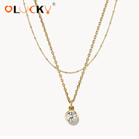 LUCKYJIU Fabricant de bijoux personnalisés, collier superposé minimaliste en acier inoxydable plaqué or 18 carats avec zircone, résistant à l'eau, pour femmes, à porter au quotidien