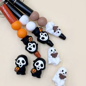 Cuentas de Calavera Coloridas con Lazo y Diseño del Día de Muertos para la Creación de Joyas en Material de Silicona - Product Image 3