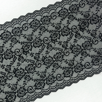Dentelle élastique noire traditionnelle de haute qualité, 30 cm de large, motif floral, spandex/nylon, dentelle française, sacs de luxe, chapeaux, vêtements