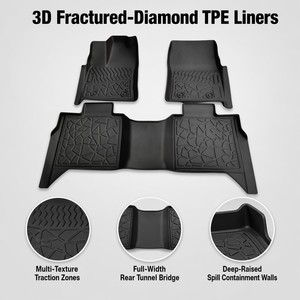 Tapetes de Piso TPE Premium, Juego Completo <span class=keywords><strong>para</strong></span> Toyota Tundra <span class=keywords><strong>2022</strong></span>+, Impermeables, <span class=keywords><strong>para</strong></span> Todo Clima, 3D, Resistentes, Ajuste Personalizado, Venta al Por Mayor - Product Image 1