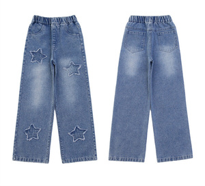 Vendita calda per ragazze <span class=keywords><strong>Jeans</strong></span> larghi da Star decorati per bambini <span class=keywords><strong>Jeans</strong></span> primavera autunno Casual per bambine <span class=keywords><strong>Jeans</strong></span> - Product Image 1