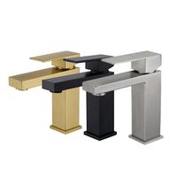 Robinet de salle de bain contemporain en acier inoxydable 304 brossé, à montage sur plan, monocommande eau chaude/froide, avec cartouche céramique