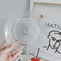 Lot de 12 assiettes en verre de luxe Offre Spéciale pour salade de fruits et apéritif, assiettes à collation, ensemble de vaisselle en verre avec un beau motif sculpté