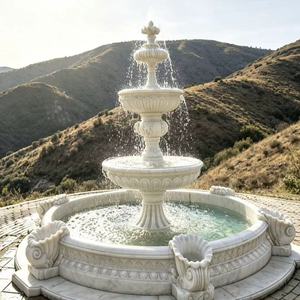 Fontana a <span class=keywords><strong>3</strong></span> livelli in marmo bianco, scolpita a mano in pietra naturale, per decorazione di giardini e ville - Product Image 5