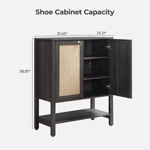 Armoire à chaussures SENYU moderne en MDF noir avec 2 tiroirs, portable, étanche, écologique, meuble de chambre pour appartement - Product Image 3