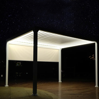 Pérgola Bioclimática Retráctil de Aluminio para Exteriores con Protección UV Impermeable con Clasificación IP65 para Balcón, Patio o Terraza