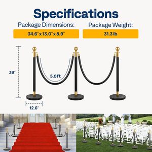 Trang trí đám cưới cung cấp hàng đợi dây rào cản thảm đỏ đen và vàng bài stanchions dây đỏ - Product Image 5