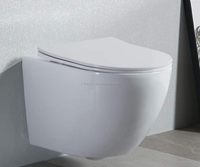 Cuvette de toilette murale sans rebord en céramique moderne monobloc avec réservoir encastré et siphon en P