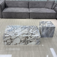 Socle en marbre naturel Table d'appoint en pierre Table basse en marbre Titanic Storm poli