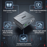 Sipolar A-4A30M4 Hub USB 3.0 Industri Tangguh 4 Port Kecepatan Tinggi 5Gbps Pemasangan Rel DIN Splitter USB untuk PC Industri