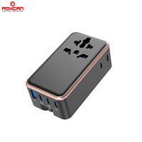 Adaptateur de voyage international ultra-fin Foxcan 10A 3 prises AC avec 3 prises USB-C + 1 prise USB-A pour ordinateur portable et téléphone portable