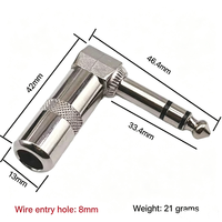 Prises audio stéréo 1/4'' (6,35 mm) mâle TRS, type à souder, design à angle droit, connecteur pour câbles de mixeur DJ