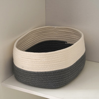 Panier de rangement en corde de coton naturelle, grand format, tissé pour couverture, jouets, oreiller, panier