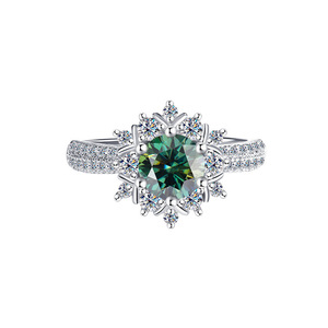 Lusso Moissanite matrimonio anelli di fidanzamento VVS 1Ct colore verde <span class=keywords><strong>grigio</strong></span> diamante rotondo S925 <span class=keywords><strong>argento</strong></span> Sterling per le donne matrimonio - Product Image 2