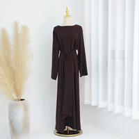 Vente chaude Abaya Femmes Robe Musulmane Mode Abaya Dubaï Modeste Cravate Taille Robe Abaya