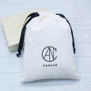 <b>Drawstring</b> Gift <b>Pouch</b> Organic White Cotton Canvas Bracelet Bag Custom Logo Printed Canvas Screen Printing Security Craft Bags - Product Image 6