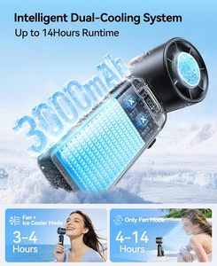 Ventilateur portable haute vitesse pour voyage en extérieur, avec fonction de compression de glace, rechargeable USB-C, affichage numérique LED, pliable, mini-refroidisseur turbo de poche - Product Image 5