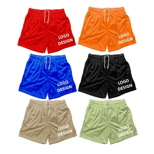 Multi Color Custom Sublimation Print Stickerei Logo Basketball Shorts High Street Mesh Shorts über dem Knie Herren Shorts