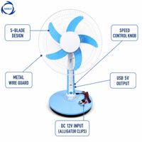 Vente en gros de ventilateurs de table de 16 pouces en provenance de Chine, ventilateur électrique portable AC/DC avec lumière LED, alimentation solaire/par batterie pour une utilisation en extérieur