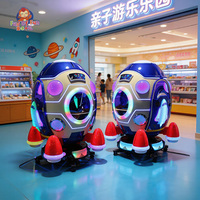 Columpio Giratorio para Niños con Forma de Cohete Espacial, Operado con Monedas, con Rotación de 360 Grados y Luces LED de Colores para Centros Comerciales