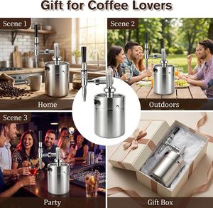 Macchina per Caffè Nitro Cold Brew da 64oz con <span class=keywords><strong>Valvola</strong></span> di Sicurezza e Rubinetto per Crema per Amanti del Caffè - Product Image 6