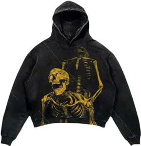 Venta al por mayor Halloween Viernes Negro Mujeres Hombres Sudadera con capucha Puff Impresión High Street Hip-hop <span class=keywords><strong>Sudaderas</strong></span> con capucha Drop Shoulder Pullover Sudadera - Product Image 3