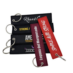Porte-clés en polyester double face brodé personnalisé, cordon en acier inoxydable, porte-clés personnalisé pour étiquette de <span class=keywords><strong>vol</strong></span> et de jet - Product Image 3
