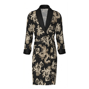 Pigiama di Lusso Floreale in Seta Ghiaccio Traspirante per Coppia, Completo Estivo Tre Pezzi da Donna, Vestaglia e <span class=keywords><strong>Accappatoio</strong></span> da <span class=keywords><strong>Uomo</strong></span> - Product Image 5