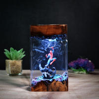 Lampe de nuit en résine rouge et noire, scène de bataille épique, lampe de bureau 3D en époxy, décoration créative de collection pour les fans d'anime