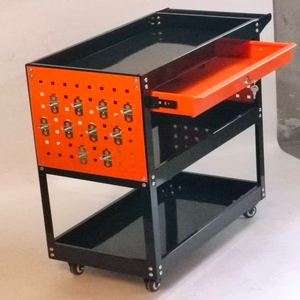 Sunjoy Modern Three Layer Steel Cabinet Industrial Grade Utility Cart Handle Movable Storage 3-Year Warranty 300kg Load Keyed - Product Image 2