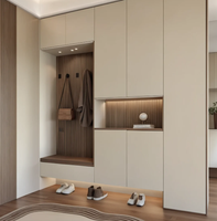 Ensemble de meubles de chambre à coucher modernes : Armoire murale avec coiffeuse intégrée et miroir LED en forme de cœur