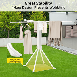 ราวตากผ้าแบบพับได้ 4 ขา พร้อมล้อเลื่อน - Product Image 5