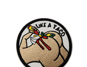 Écusson rond brodé drôle avec motif 'LIKE a TACO', en tissu de qualité 'ASS With Taco', à coudre sur sacs, chapeaux, polos, vestes - Product Image 5