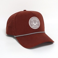 Potongan harga topi bisbol pria topi bisbol merah bata 5 panel tambalan karet grosir MOQ rendah produsen pabrik kualitas tinggi