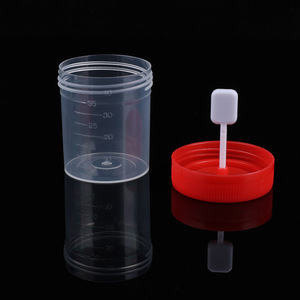 Hisamori 40ml Screw Top <b>Stool</b> Cup <b>Plastic</b> Sampling Cup With Spoon Disposable For Medical Use - Product Image 2