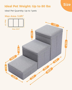 Pasos portátiles para perros con caja de almacenamiento, rampa de coche para perros de 3 Pasos para sofá para perros mayores, cueva para gatos, escaleras para perros para cama - Product Image 5