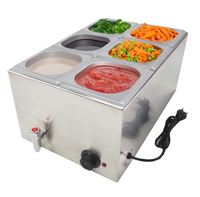 Heavybao Bain-marie électrique en acier inoxydable pour restaurant, cuisine, traiteur, buffet, chauffe-plats avec capacité de 50 ml